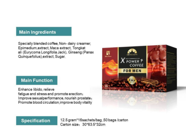 X- POWER COFFEE FOR MEN- 16 sachets/box , 12.5g/sachet - Image 3