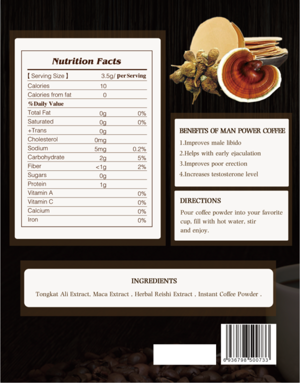 Man Power Black Coffee-Halal 3.5g x 14 sachets / pack- Net WT.49g - Image 3