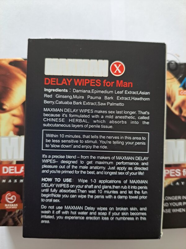 MAXMAN DELAY Herbal Erection Wipes - Image 3
